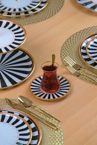 Black Line 12 Parça 6 Kişilik Çay Takımı - Glore (1)