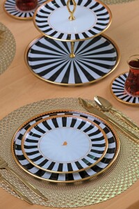 Black Line 6 Parça 6 Kişilik Pasta Takımı - Pasta Tabağı - 3