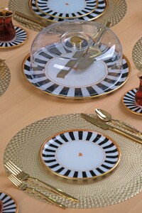 Black Line 6 Parça 6 Kişilik Pasta Takımı - Pasta Tabağı - Glore