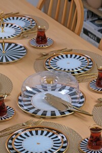 Black Line Kapaklı Kek Fanus - Pasta Sunum Standı - Glore