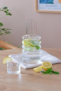 Cam Bombeli Başucu Sürahisi ve Bardak 11x23cm - 1.600ml - Glore (1)