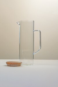 Cam Sürahi Ahşap Kapaklı Vakumlu 8x24cm - 1.200ml - 2