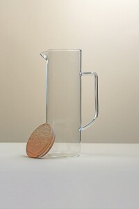 Cam Sürahi Ahşap Kapaklı Vakumlu 8x24cm - 1.200ml - 6