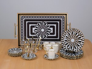 Destina Siyah 31 Parça Tepsili Pasta Seti - Glore