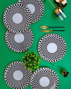 Destina Siyah Servis Tabağı 26cm 6 lı - Glore (1)