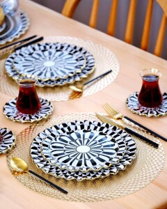 Destina Siyah Servis Tabağı 26cm 6 lı - 8