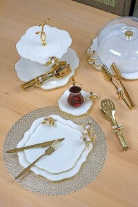 Dolmabahçe Lotus Altın Arı 34 Parça Tea Time - Glore