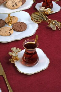 Dolmabahçe Lotus Altın Taşlı Kelebek Çay Seti 6lı - Glore