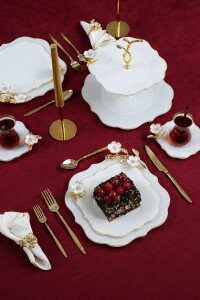 Dolmabahçe Lotus Altın Tomucuk Çiçek Sedef 34 Parça - Glore