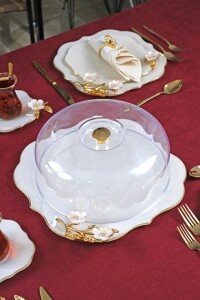 Dolmabahçe Lotus Altın Tomucuk Çiçek Sedef Kek Fan - Glore