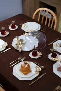 Dolmabahçe Sekizgen Altın Papatya Kek Fanusu - Glore