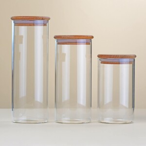 Glore 3'lü Cam Baharatlık Takımı 8x14-18-22cm - Glore