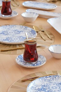 Glore Asya Blue Cycle Altın Yaldızlı 41 Parça 6 Kişilik Seramik Kahvaltı Takımı - 5