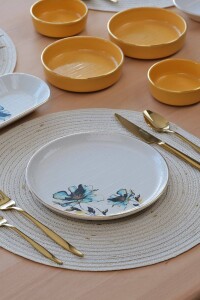 Glore Asya Blue Flower Altın Yaldızlı 14 Parça 6 Kişilik Seramik Kahvaltı Takımı - 4
