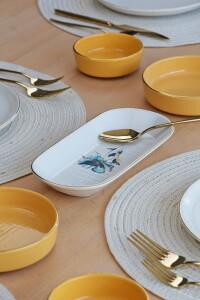 Glore Asya Blue Flower Altın Yaldızlı 14 Parça 6 Kişilik Seramik Kahvaltı Takımı - 9