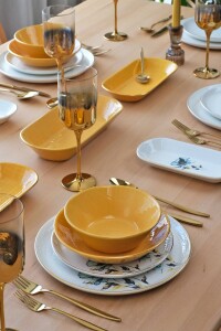 Glore Asya Blue Flower Altın Yaldızlı 31 Parça 6 Kişilik Seramik Yemek Takımı - Glore (1)