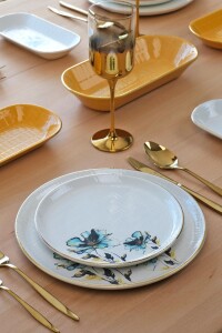Glore Asya Blue Flower Altın Yaldızlı 31 Parça 6 Kişilik Seramik Yemek Takımı - 9