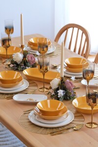 Glore Asya Lizy Hardal Altın Yaldızlı 31 Parça 6 Kişilik Seramik Yemek Takımı - 3