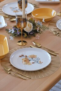 Glore Asya Lizy Hardal Altın Yaldızlı 31 Parça 6 Kişilik Seramik Yemek Takımı - 4