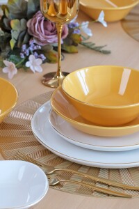 Glore Asya Lizy Hardal Altın Yaldızlı 31 Parça 6 Kişilik Seramik Yemek Takımı - 5