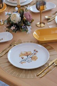 Glore Asya Lizy Hardal Altın Yaldızlı 31 Parça 6 Kişilik Seramik Yemek Takımı - 7