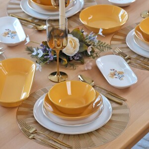 Glore Asya Lizy Hardal Altın Yaldızlı 31 Parça 6 Kişilik Seramik Yemek Takımı - 9