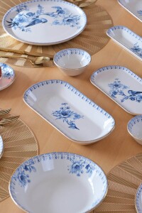 Glore Asya Mavi Kuş Altın Yaldızlı 41 Parça 6 Kişilik Seramik Kahvaltı Takımı - 5