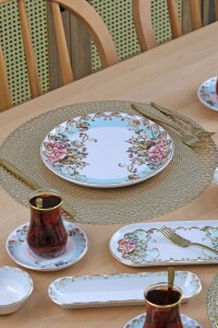 Glore Asya Roomy 32 Parça 6 Kişilik Altın Yaldızlı Seramik Kahvaltı Takımı - 4