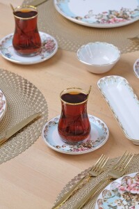 Glore Asya Roomy 32 Parça 6 Kişilik Altın Yaldızlı Seramik Kahvaltı Takımı - 7