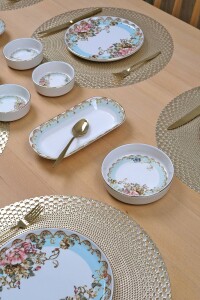 Glore Asya Roomy Altın Yaldızlı 14 Parça 6 Kişilik Kahvaltı Takımı - 5