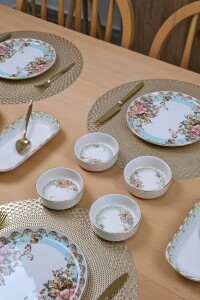 Glore Asya Roomy Altın Yaldızlı 14 Parça 6 Kişilik Kahvaltı Takımı - 6