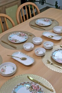 Glore Asya Roomy Altın Yaldızlı 14 Parça 6 Kişilik Kahvaltı Takımı - 8