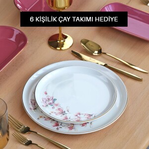 Glore Asya Spring Altın Yaldızlı 31 Parça 6 Kişilik Seramik Yemek Takımı - Glore