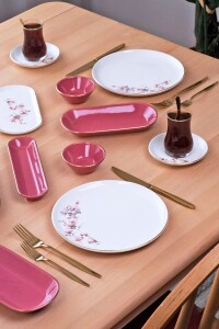 Glore Asya Spring Altın Yaldızlı 41 Parça 6 Kişilik Seramik Kahvaltı Takımı - Glore (1)