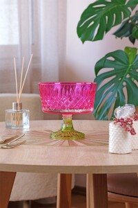 Glore Ayaklı Kase Pembe - Yeşil - 2