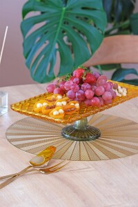 Glore Ayaklı Kayık Tabak Sarı - Yeşil - 3