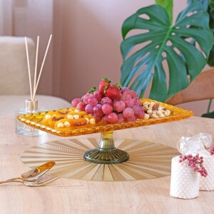 Glore Ayaklı Kayık Tabak Sarı - Yeşil - Glore