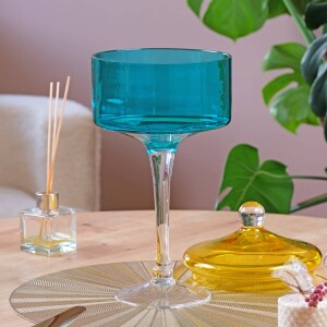 Glore Ayaklı Sunum Tabağı Turkuaz - Sarı - Glore