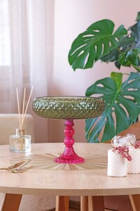 Glore Ayaklı Sunum Tabağı Yeşil - Pembe - 2