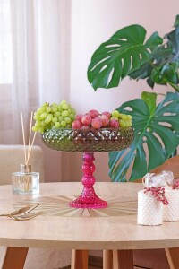 Glore Ayaklı Sunum Tabağı Yeşil - Pembe - 3
