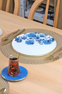 Glore Blue Rose Altın Yaldızlı 6 Kişilik 19 Parça Çay Servis Takımı - 3