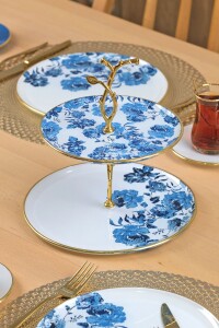 Glore Blue Rose Altın Yaldızlı 6 Kişilik 19 Parça Çay Servis Takımı - 4