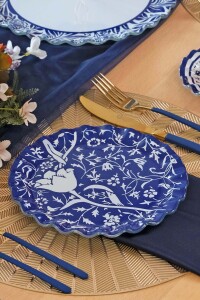 Glore BlueBloom 6 Kişilik 25 Parça Cam Pasta Çay İkram Takımı - Glore (1)