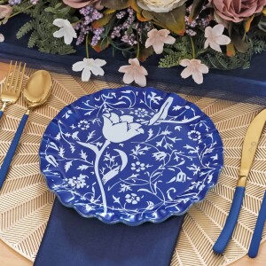 Glore BlueBloom 6 Kişilik Cam Pasta Tabağı Takımı - Glore
