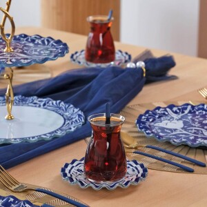 Glore BlueBloom 6 Kişilik Çay Tabağı Takımı - 1