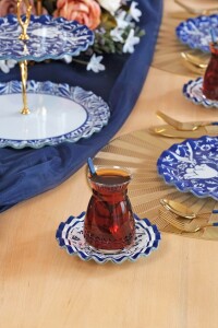 Glore BlueBloom 6 Kişilik Çay Tabağı Takımı - 3