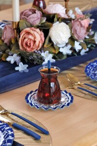 Glore BlueBloom 6 Kişilik Çay Tabağı Takımı - 4