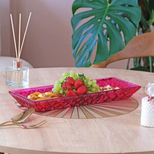 Glore Bölmeli Kayık Tabak Pembe - Glore