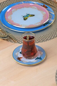 Glore Butterfly Effect Altın Yaldızlı 12 Parça 6 Kişilik Cam Çay Takımı - 5