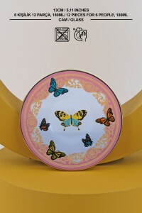 Glore Butterfly Effect Altın Yaldızlı 12 Parça 6 Kişilik Cam Çay Takımı - 6
